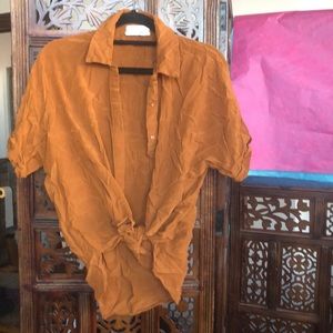 Button front collared short sleeved blouse